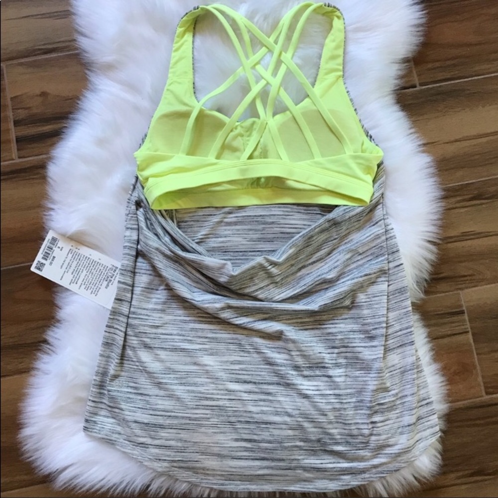 Lululemon slay the studio tank grey neon top bra - Picture 1 of 4